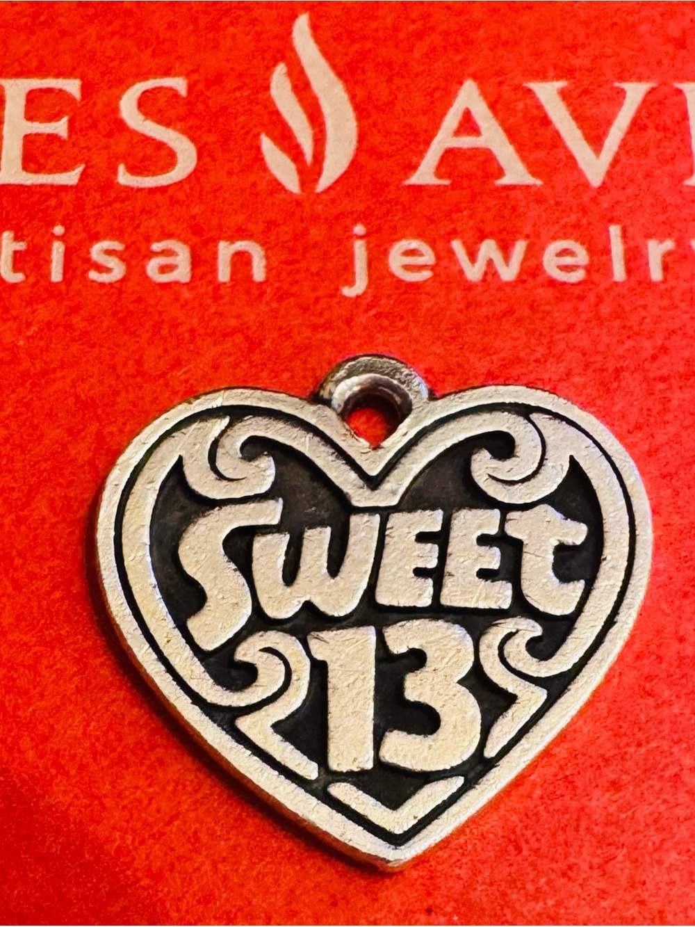James Avery Sweet 13 Heart Charm in Silver